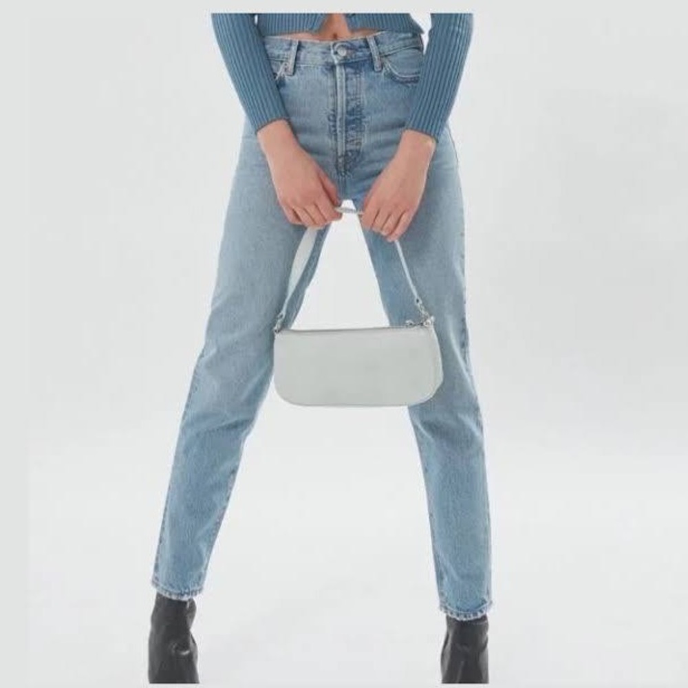 BDG Toothpick High Rise Slightly Distressed Straight Leg Jean Medium Wash 25